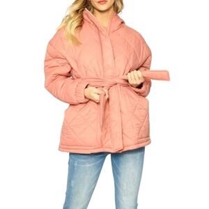 Coral Hooded Full Zip Puffer Jacket Women’s Size XL NWOT